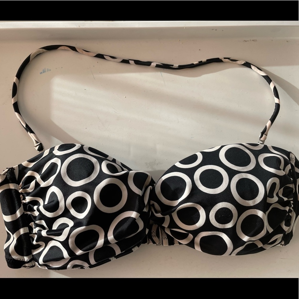 Victoria’s Secret VS black circles halter bikini top medium M swim suit bathing - Picture 2 of 3